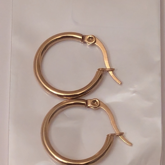 Classic Gold-Tone Hinged Hoop Earrings Women's Size 20mm - Brand New & Sealed - Picture 2 of 4